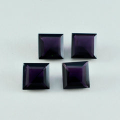 Riyogems 1 Stück violetter Amethyst mit CZ, facettiert, 15 x 15 mm, quadratische Form, A+-Qualitätsstein