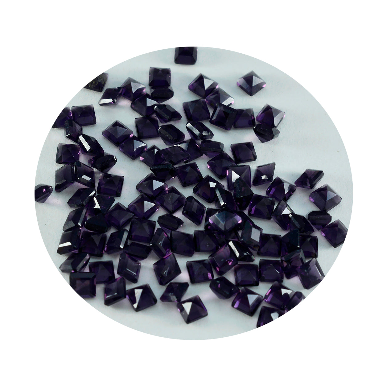 Riyogems 1 pièce améthyste violette cz à facettes 3x3mm forme carrée pierre en vrac de qualité fantastique