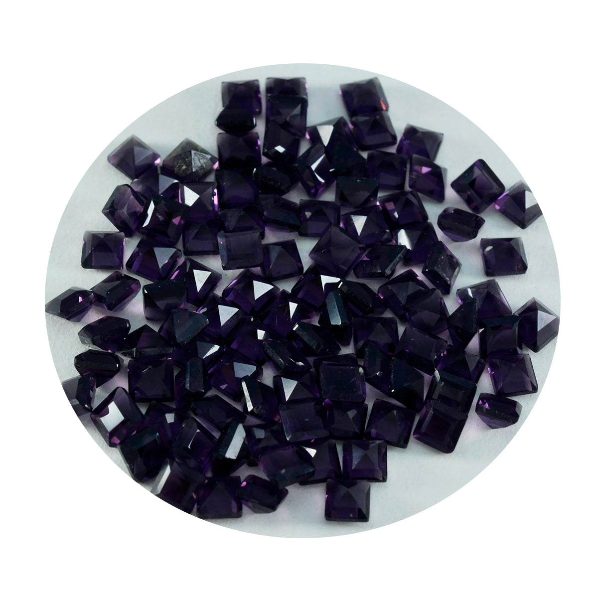 Riyogems 1 Stück violetter Amethyst mit CZ, facettiert, 4 x 4 mm, quadratische Form, verblüffende Qualität, loser Edelstein