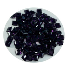 Riyogems 1 pièce d'améthyste violette cz à facettes 5x5mm de forme carrée, gemme de merveilleuse qualité