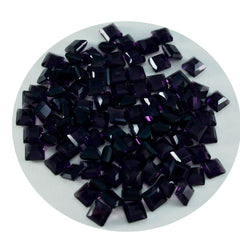 Riyogems 1 pièce d'améthyste violette cz à facettes 6x6mm de forme carrée, pierres précieuses de qualité douce
