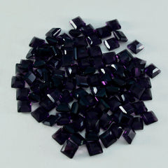 Riyogems 1 pièce d'améthyste violette cz à facettes 6x6mm de forme carrée, pierres précieuses de qualité douce