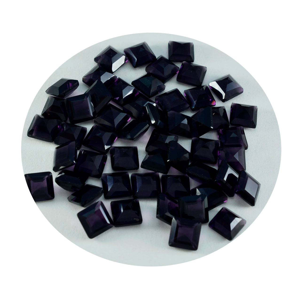 Riyogems 1 Stück violetter Amethyst mit CZ, facettiert, 7 x 7 mm, quadratische Form, Stein von hervorragender Qualität