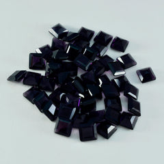 Riyogems 1 Stück violetter Amethyst mit CZ, facettiert, 8 x 8 mm, quadratische Form, fantastischer Qualitätsedelstein