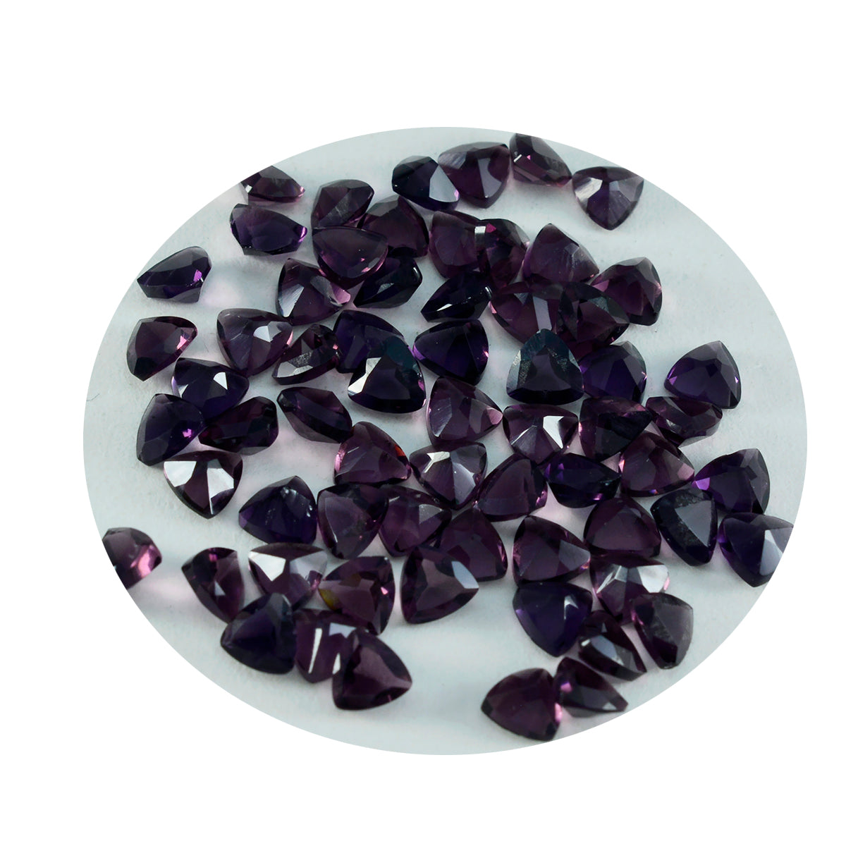Riyogems 1PC Purple Amethyst CZ Faceted 4x4 mm Trillion Shape A+1 Quality Gemstone