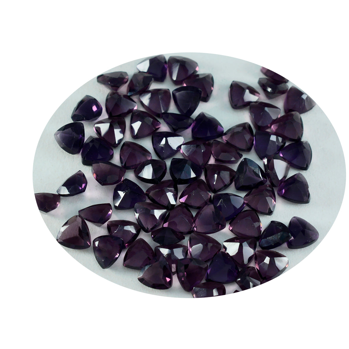 Riyogems 1 Stück violetter Amethyst, CZ, facettiert, 5 x 5 mm, Trillionenform, A1-Qualität, lose Edelsteine