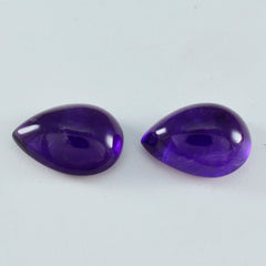 Riyogems 1 Stück violetter Amethyst-Cabochon, 10 x 14 mm, Birnenform, verblüffende Qualitätsedelsteine