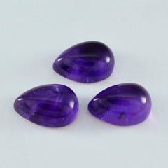 Riyogems 1 Stück violetter Amethyst-Cabochon, 8 x 12 mm, Birnenform, Edelstein von fantastischer Qualität