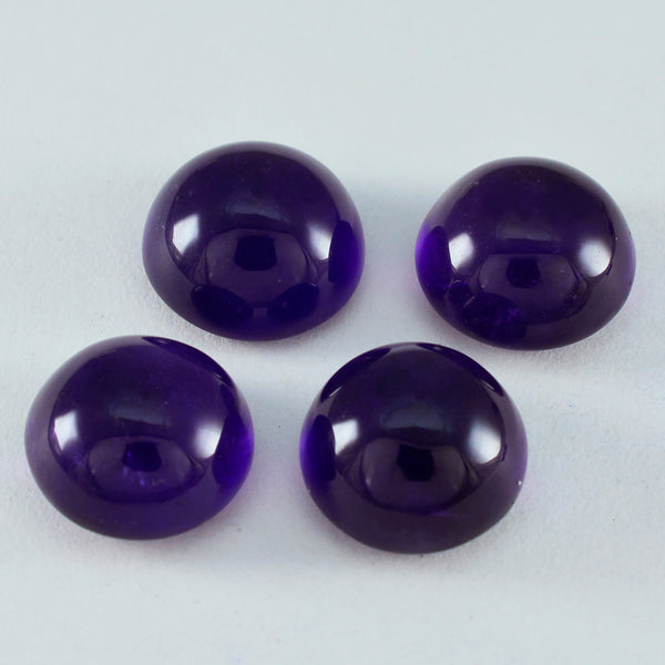 Riyogems 1PC Purple Amethyst Cabochon 14x14 mm Round Shape A1 Quality Loose Stone