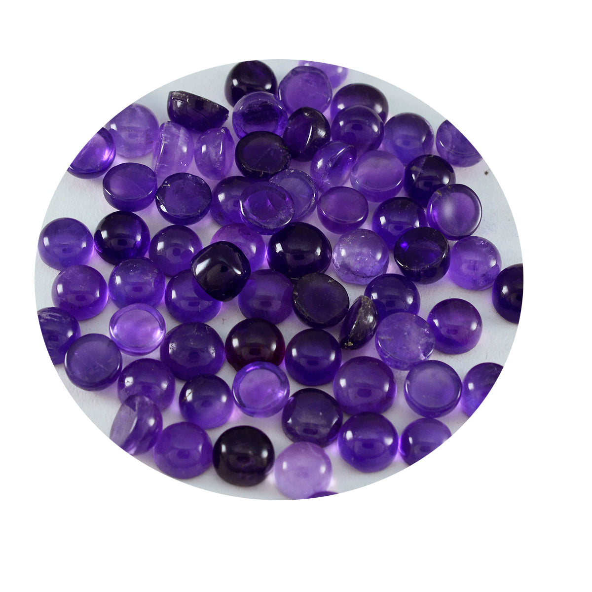 Riyogems 1 pc cabochon d'améthyste violette 4x4 mm forme ronde superbe qualité gemme en vrac