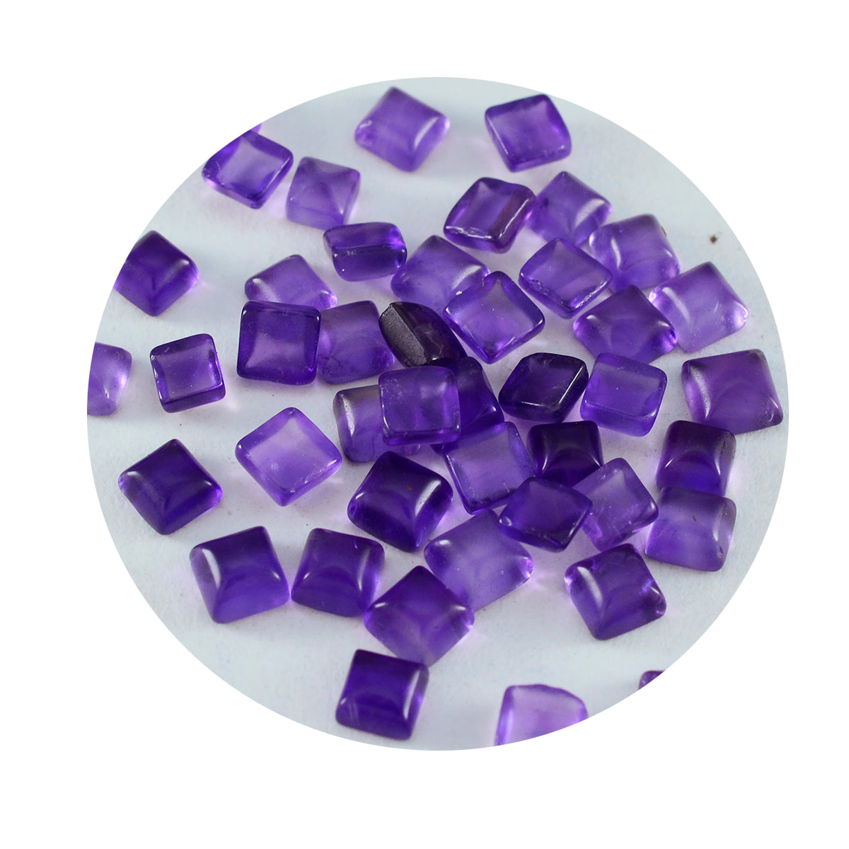Riyogems 1PC Purple Amethyst Cabochon 4X4 mm Square Shape Good Quality Loose Gemstone