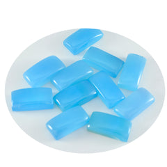 Riyogems 1PC Blue Chalcedony Cabochon 4x8 mm Baguett Shape cute Quality Loose Gems