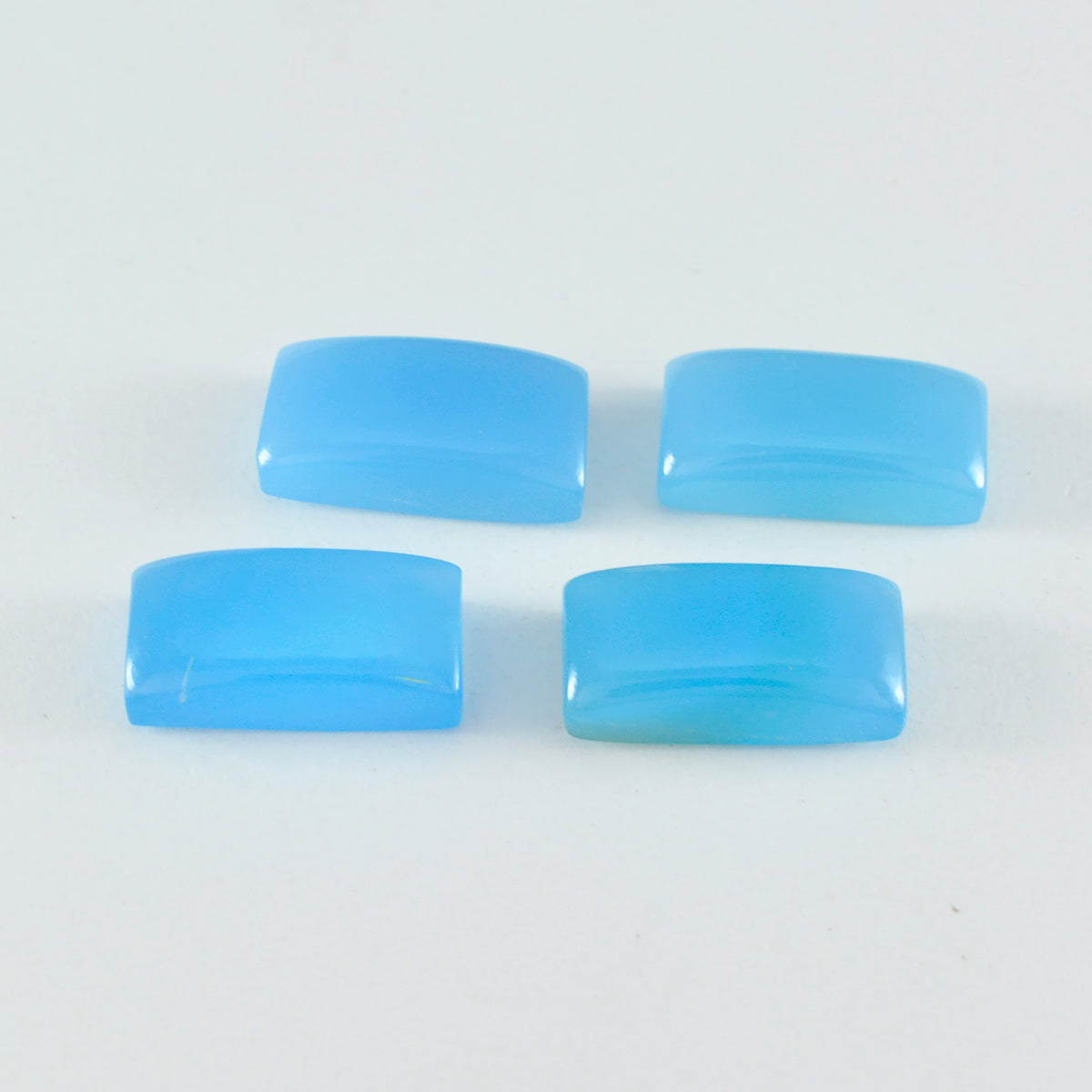 Riyogems 1PC Blue Chalcedony Cabochon 6x12 mm Baguett Shape AA Quality Loose Gemstone