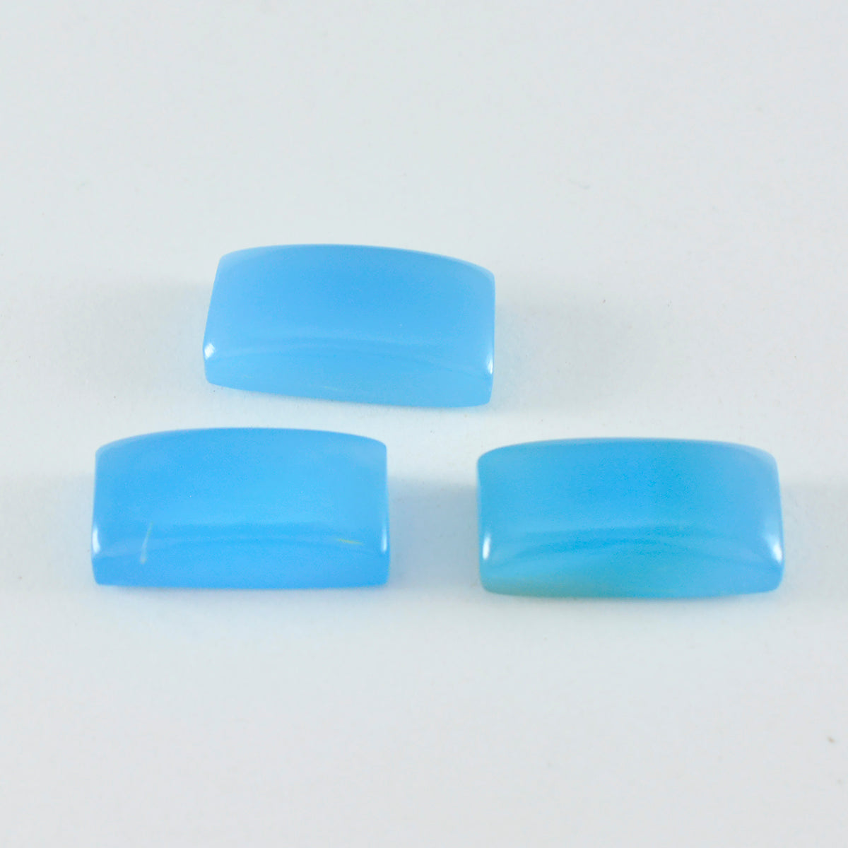 Riyogems 1 pieza cabujón de calcedonia azul 8X16 mm forma Baguett gemas de calidad A+