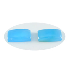 Riyogems 1 cabujón de calcedonia azul de 9 x 18 mm, forma baguett, piedra de calidad A+1