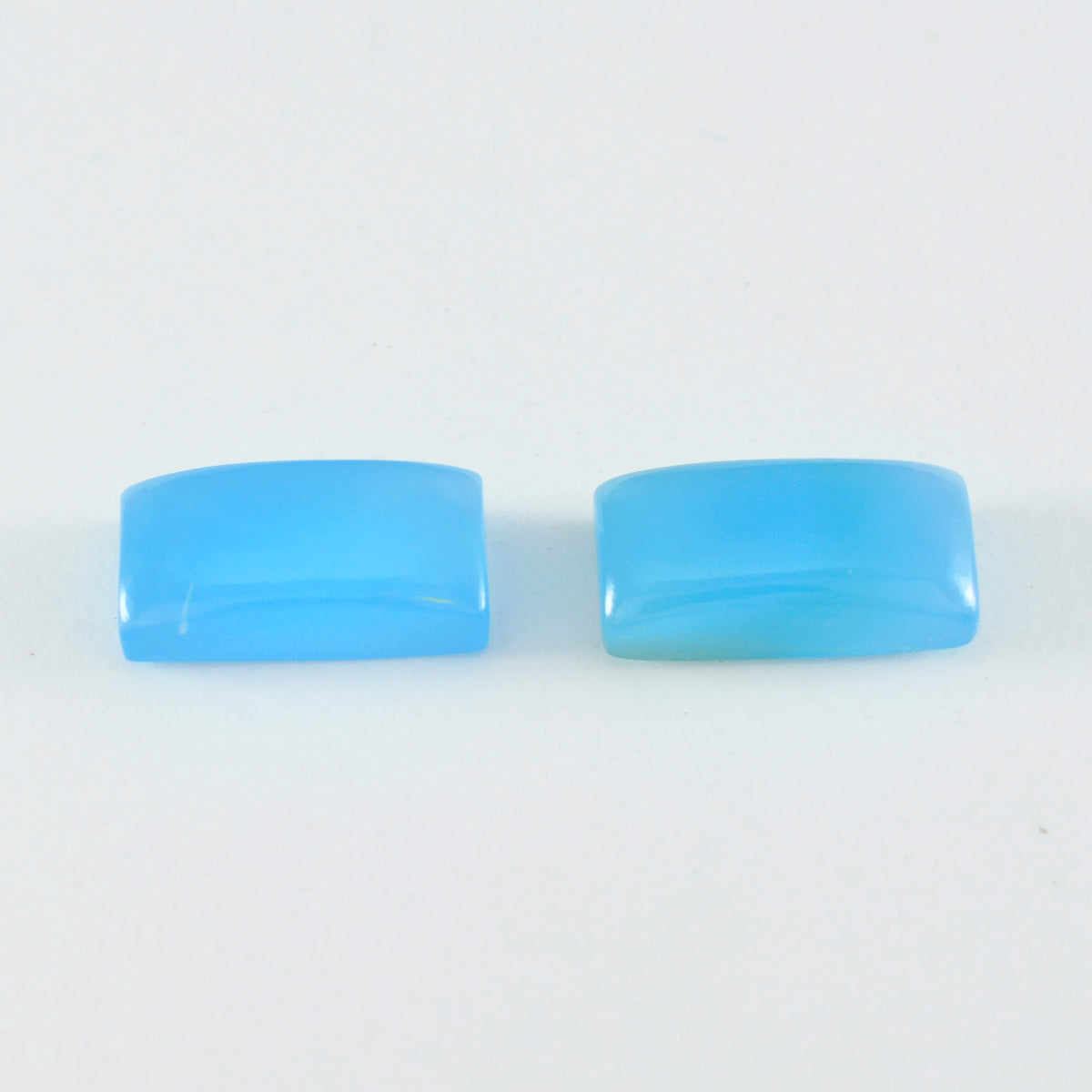 Riyogems 1PC Blue Chalcedony Cabochon 8X16 mm Baguett Shape A+ Quality Gems