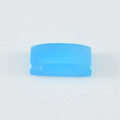 Riyogems 1 Stück blauer Chalcedon-Cabochon, 9 x 18 mm, Baguett-Form, A+1-Qualitätsstein