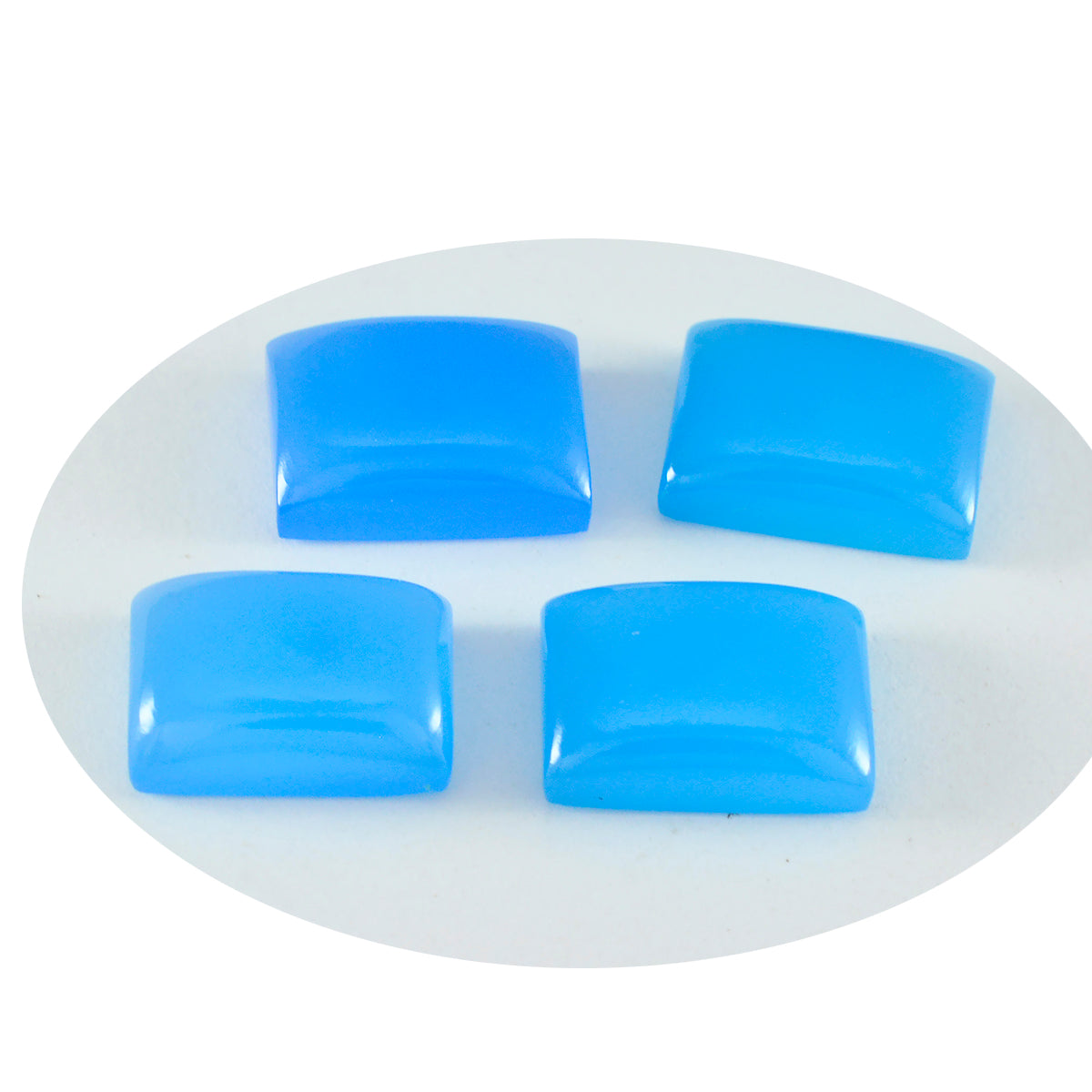 Riyogems 1 Stück blauer Chalcedon-Cabochon, 10 x 12 mm, Achteckform, hübsche Qualitätsedelsteine