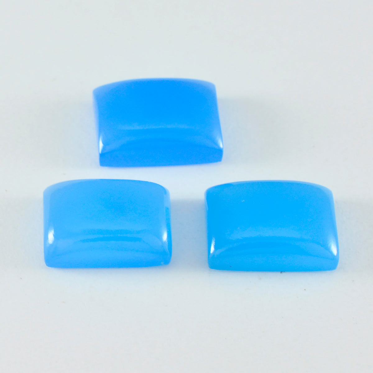 Riyogems 1 pc cabochon calcédoine bleue 10x14 mm forme octogonale pierre de belle qualité