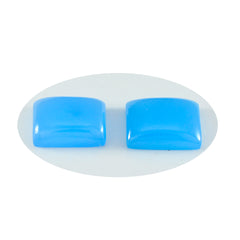 Riyogems 1 Stück blauer Chalcedon-Cabochon, 12 x 16 mm, achteckige Form, schön aussehender Qualitäts-Edelstein