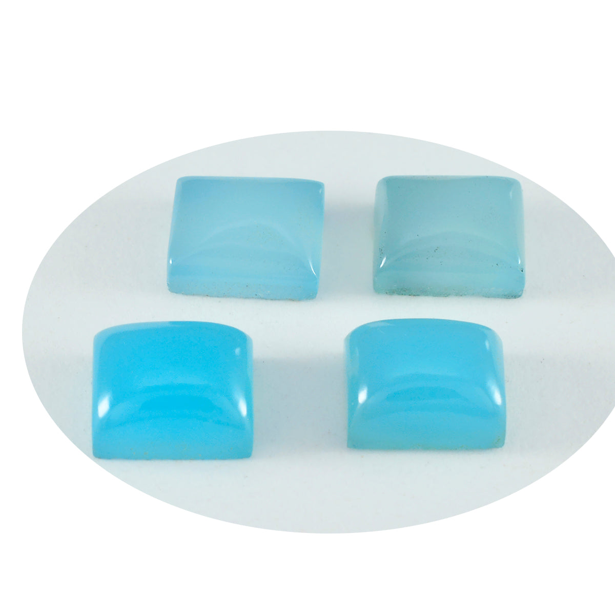 Riyogems 1PC blauwe chalcedoon cabochon 4x6 mm achthoekige vorm A1 kwaliteitsedelsteen