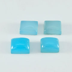 Riyogems 1 Stück blauer Chalcedon-Cabochon, 4 x 6 mm, achteckige Form, A1-Qualitätsedelstein