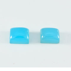 Riyogems 1PC Blue Chalcedony Cabochon 6x8 mm Octagon Shape Nice Quality Loose Gems