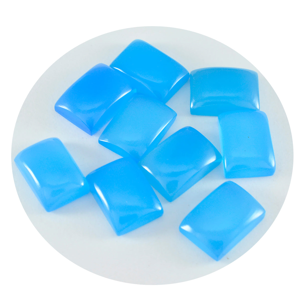 riyogems 1st blå kalcedon cabochon 8x10 mm oktagonform attraktiv kvalitet lös ädelsten