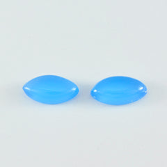Riyogems 1PC Blue Chalcedony Cabochon 5x10 mm Marquise Shape astonishing Quality Loose Stone