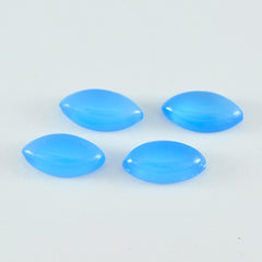 Riyogems 1 Stück blauer Chalcedon-Cabochon, 7 x 14 mm, Marquise-Form, hübscher Qualitäts-Edelstein