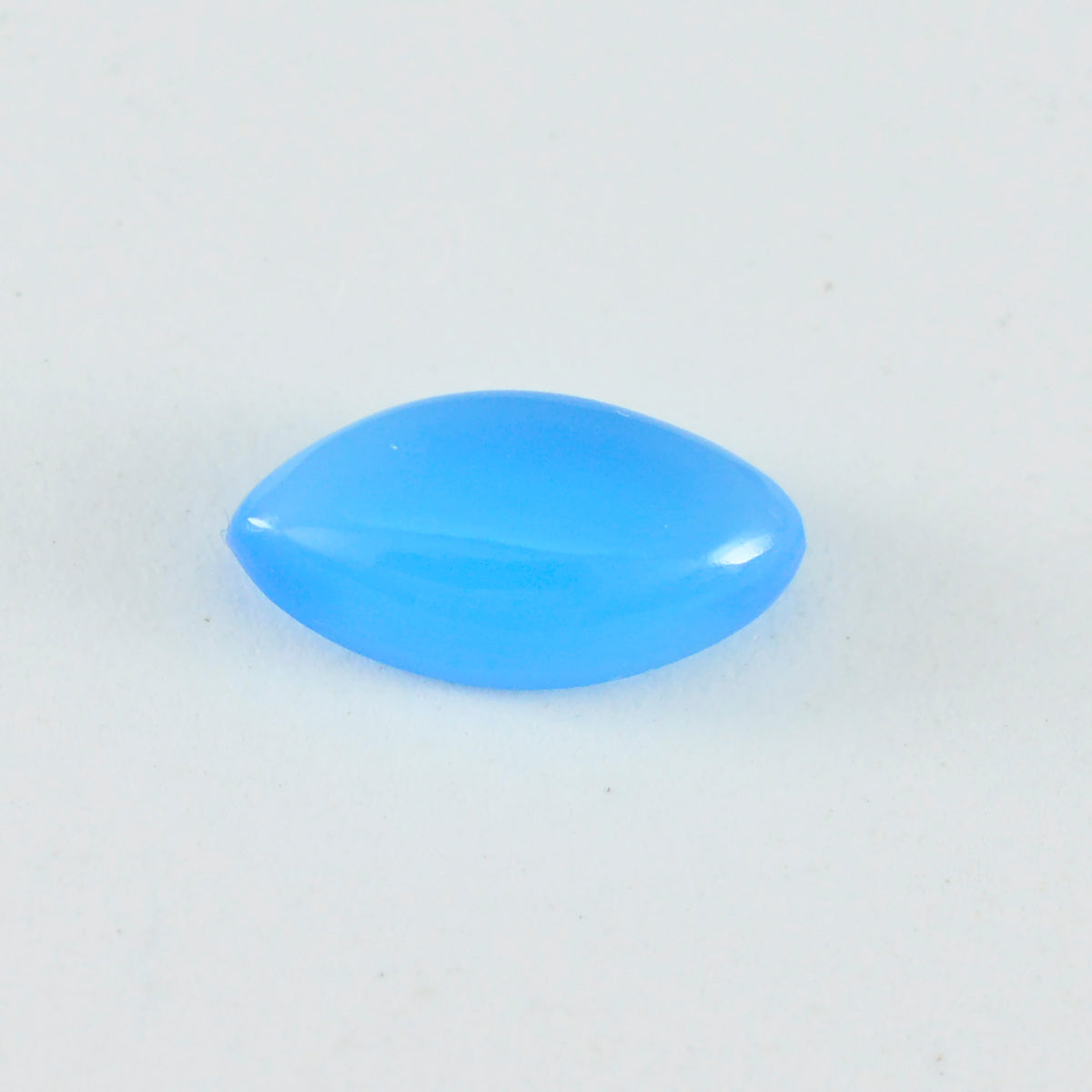 Riyogems 1 Stück blauer Chalcedon-Cabochon, 8 x 16 mm, Marquise-Form, tolle Qualitäts-Edelsteine