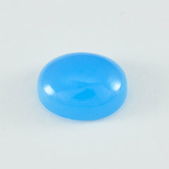Riyogems 1 Stück blauer Chalcedon-Cabochon, 10 x 12 mm, ovale Form, Edelstein in Schönheitsqualität