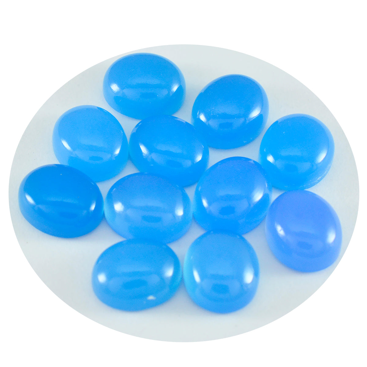 riyogems 1 st blå kalcedon cabochon 5x7 mm oval form häpnadsväckande kvalitet ädelsten