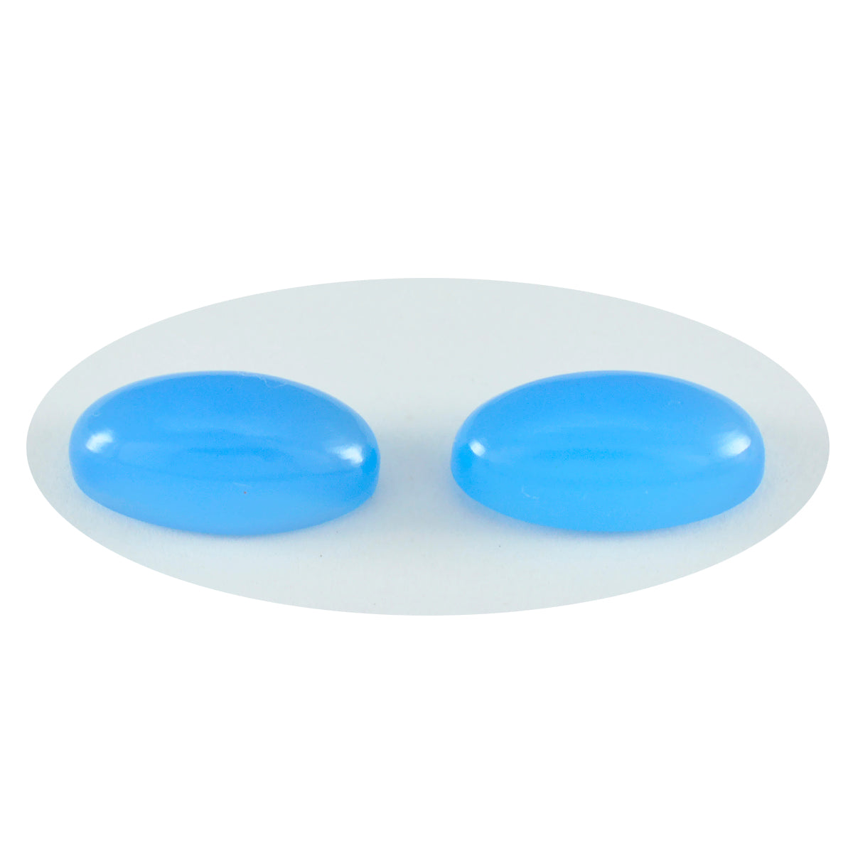 Riyogems 1PC Blue Chalcedony Cabochon 7X14 mm Oval Shape sweet Quality Loose Gems