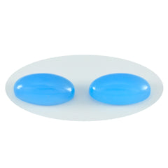Riyogems 1 Stück blauer Chalcedon-Cabochon, 7 x 14 mm, ovale Form, süße, lose Edelsteine