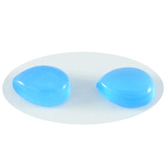 Riyogems 1 pieza cabujón de calcedonia azul 12x16 mm forma de pera gema de calidad A1