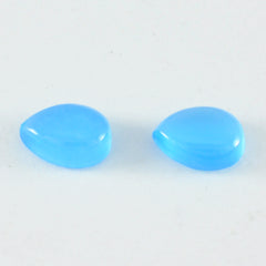riyogems 1pc cabochon de calcédoine bleue 10x14 mm forme de poire a+1 qualité pierre précieuse en vrac