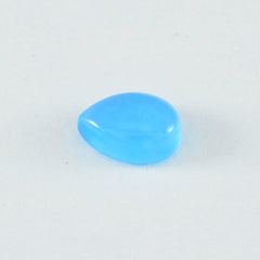 Riyogems 1 Stück blauer Chalcedon-Cabochon, 12 x 16 mm, Birnenform, A1-Qualitäts-Edelstein