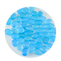 Riyogems 1PC blauwe chalcedoon cabochon 4x6 mm peervorm Een kwaliteitsedelsteen