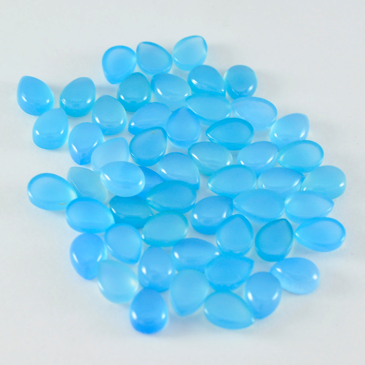 Riyogems 1PC Blue Chalcedony Cabochon 4x6 mm Pear Shape A Quality Gemstone