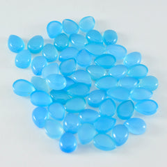 Riyogems 1PC blauwe chalcedoon cabochon 4x6 mm peervorm Een kwaliteitsedelsteen