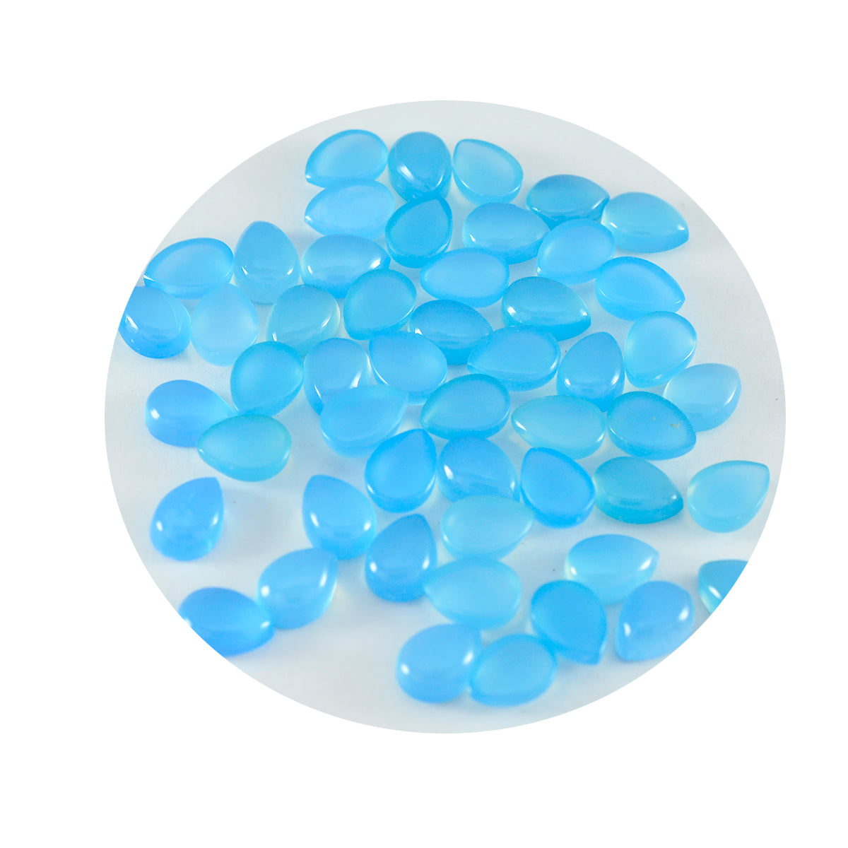 Riyogems 1 pieza cabujón de Calcedonia azul 6x9mm forma de pera gemas sueltas de calidad AAA
