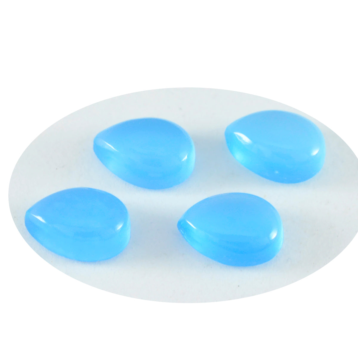 Riyogems 1 cabujón de calcedonia azul, 7x10 mm, forma de pera, piedra suelta de calidad A+