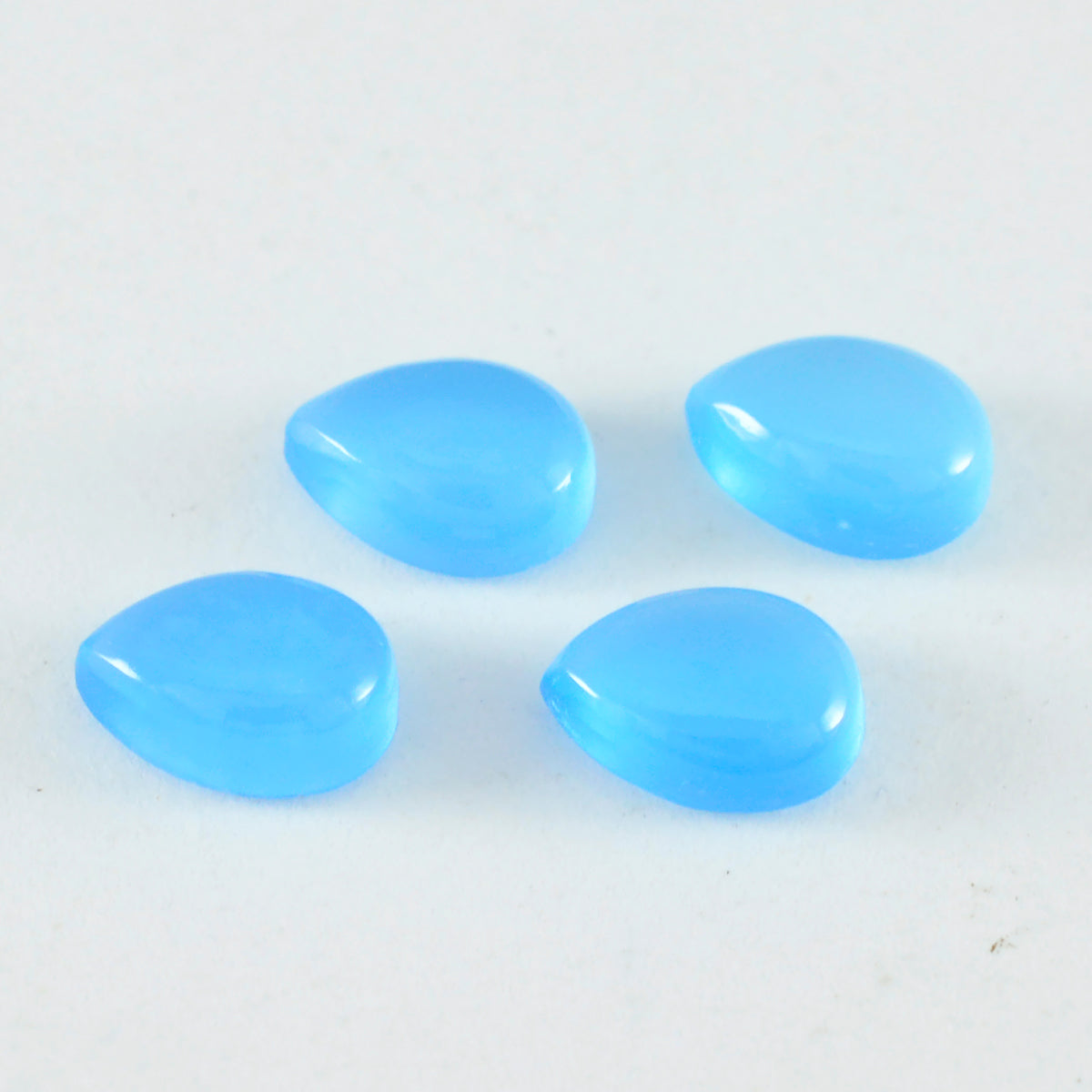 Riyogems 1 cabujón de calcedonia azul, 7x10 mm, forma de pera, piedra suelta de calidad A+