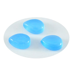 Riyogems 1 cabujón de calcedonia azul, 0.394 x 0.551 in, forma de pera A+1, piedra preciosa suelta de calidad