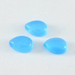 Riyogems 1PC Blue Chalcedony Cabochon 7x10 mm Pear Shape A+ Quality Loose Stone