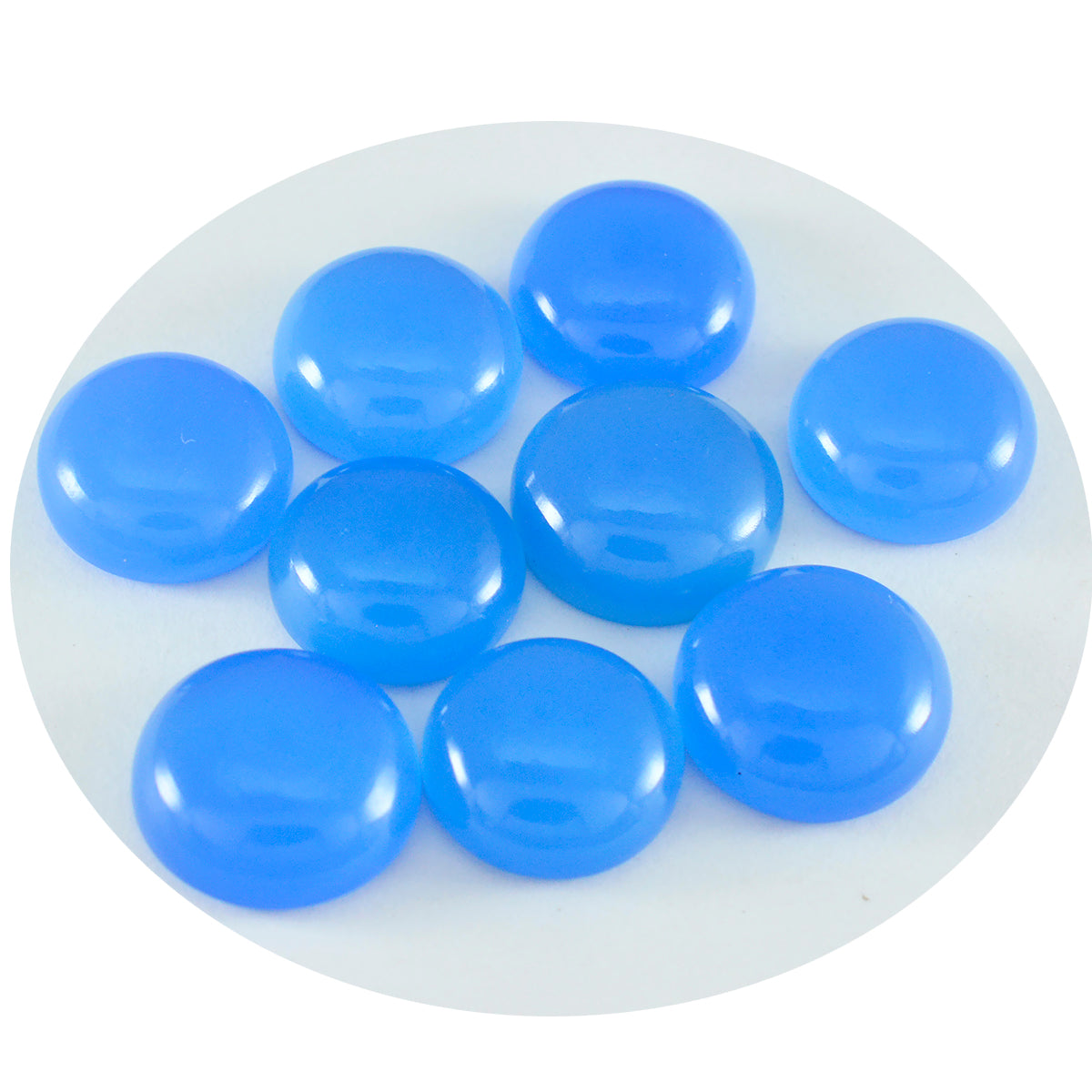 Riyogems 1 pc cabochon calcédoine bleue 6x6 mm forme ronde pierres précieuses de bonne qualité