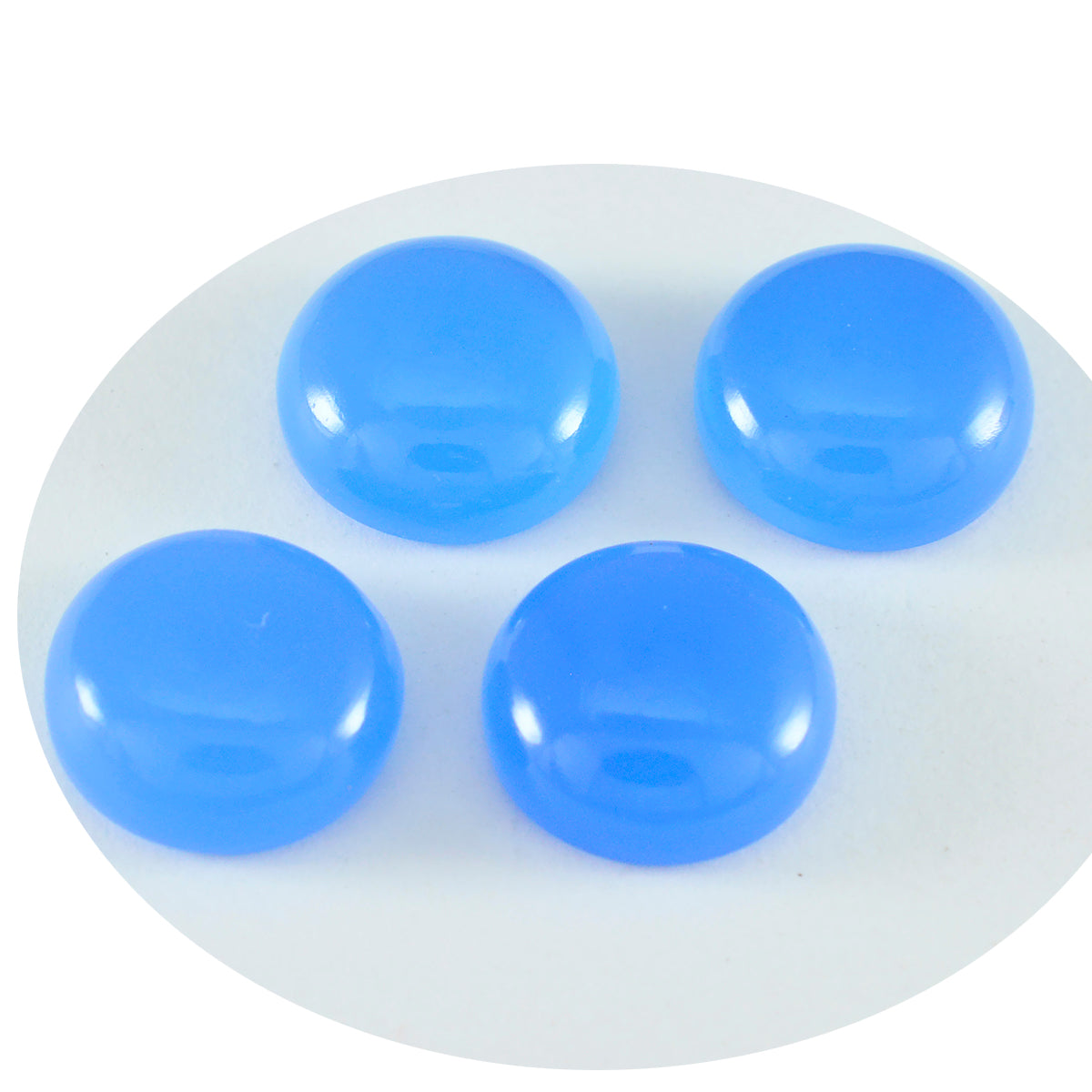 Riyogems 1 Stück blauer Chalcedon-Cabochon, 7 x 7 mm, runde Form, schöner Qualitätsstein