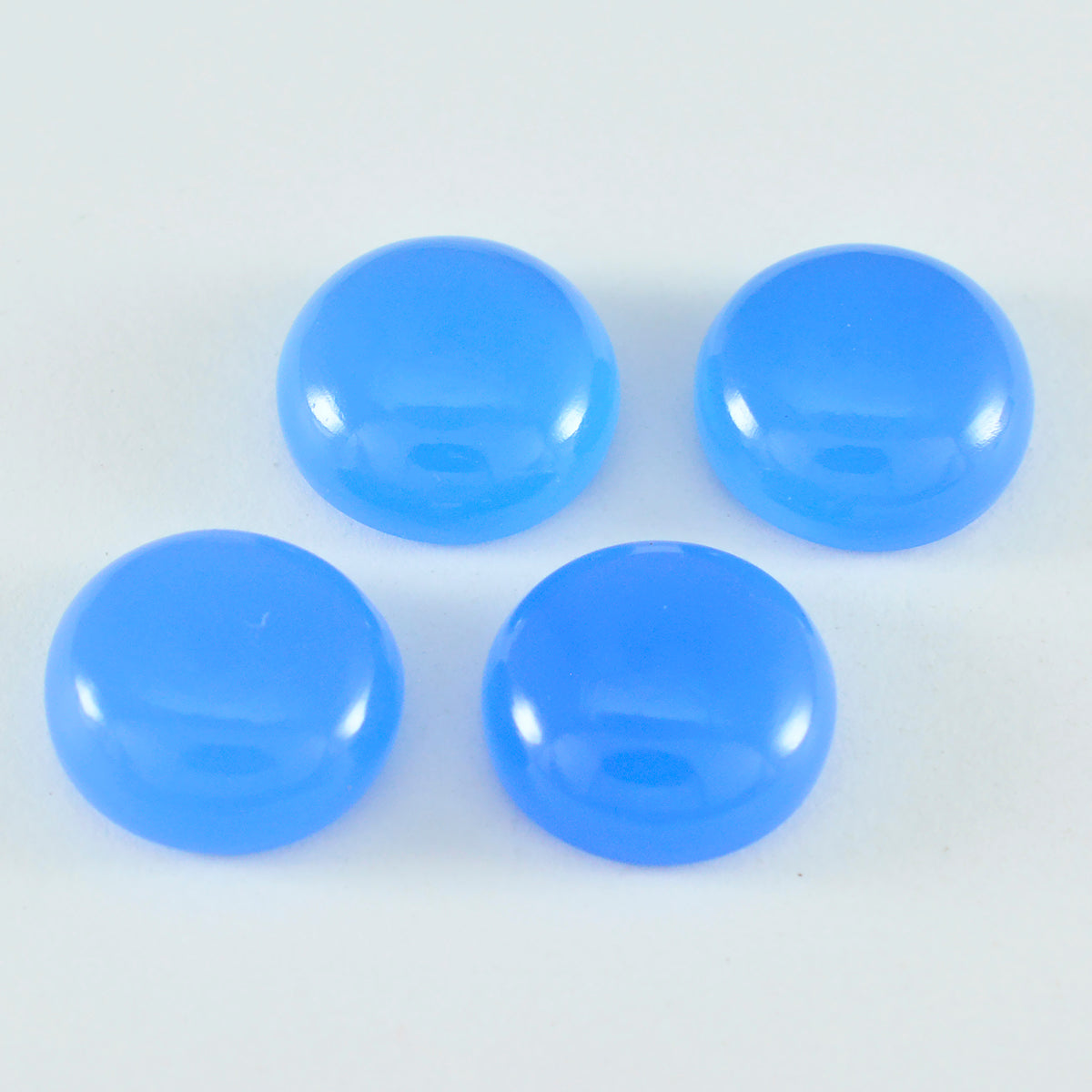 Riyogems 1PC Blue Chalcedony Cabochon 7x7 mm Round Shape Nice Quality Stone