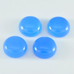 Riyogems 1pc cabochon calcédoine bleue 7x7 mm forme ronde pierre de belle qualité